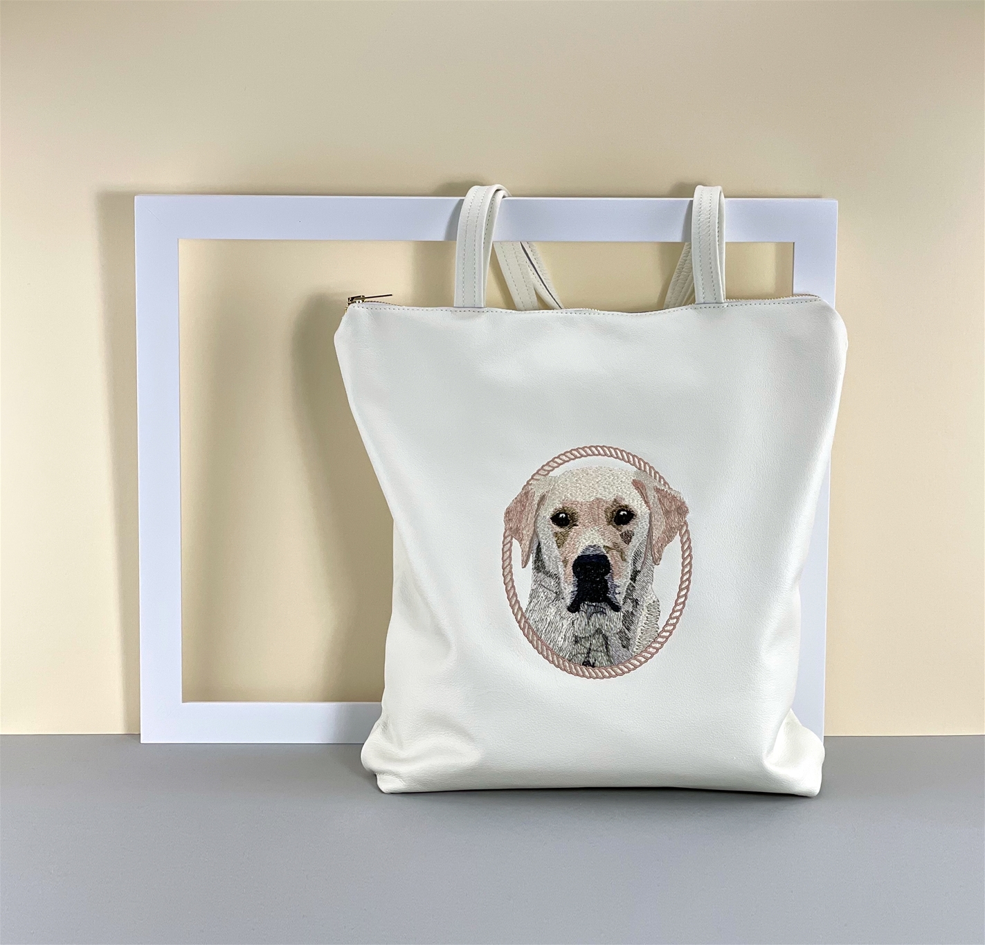 Pet Portrait Leather Tote Bag Monty Pet Portrait Leather Tote Bag Monty
